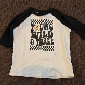 Garanimals Black & White 'Young Wild & Three' Raglan Tee